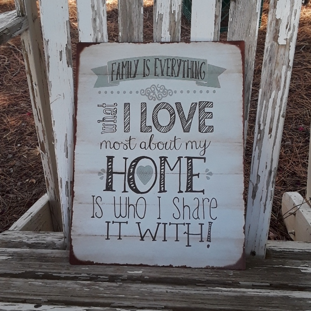 Rustic metal family home love sign